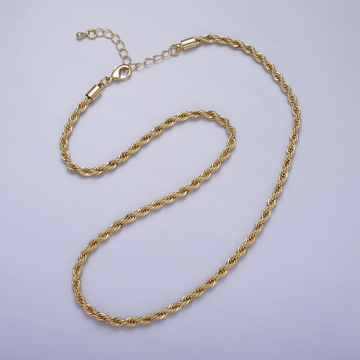 Bold Gold Rope necklace, Thick Chunky chain necklace 4mm Twist Necklace 18", 20 inch + 2 inch extender | WA-1536 WA-1537 Clearance Pricing