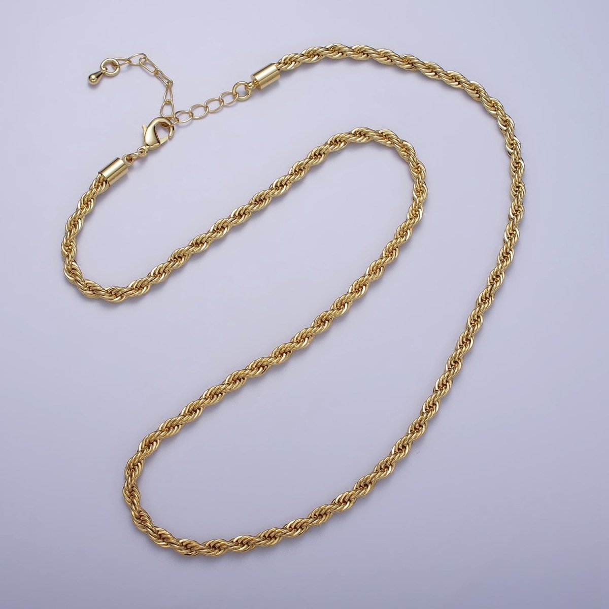 Bold Gold Rope necklace, Thick Chunky chain necklace 4mm Twist Necklace 18", 20 inch + 2 inch extender | WA-1536 WA-1537 Clearance Pricing