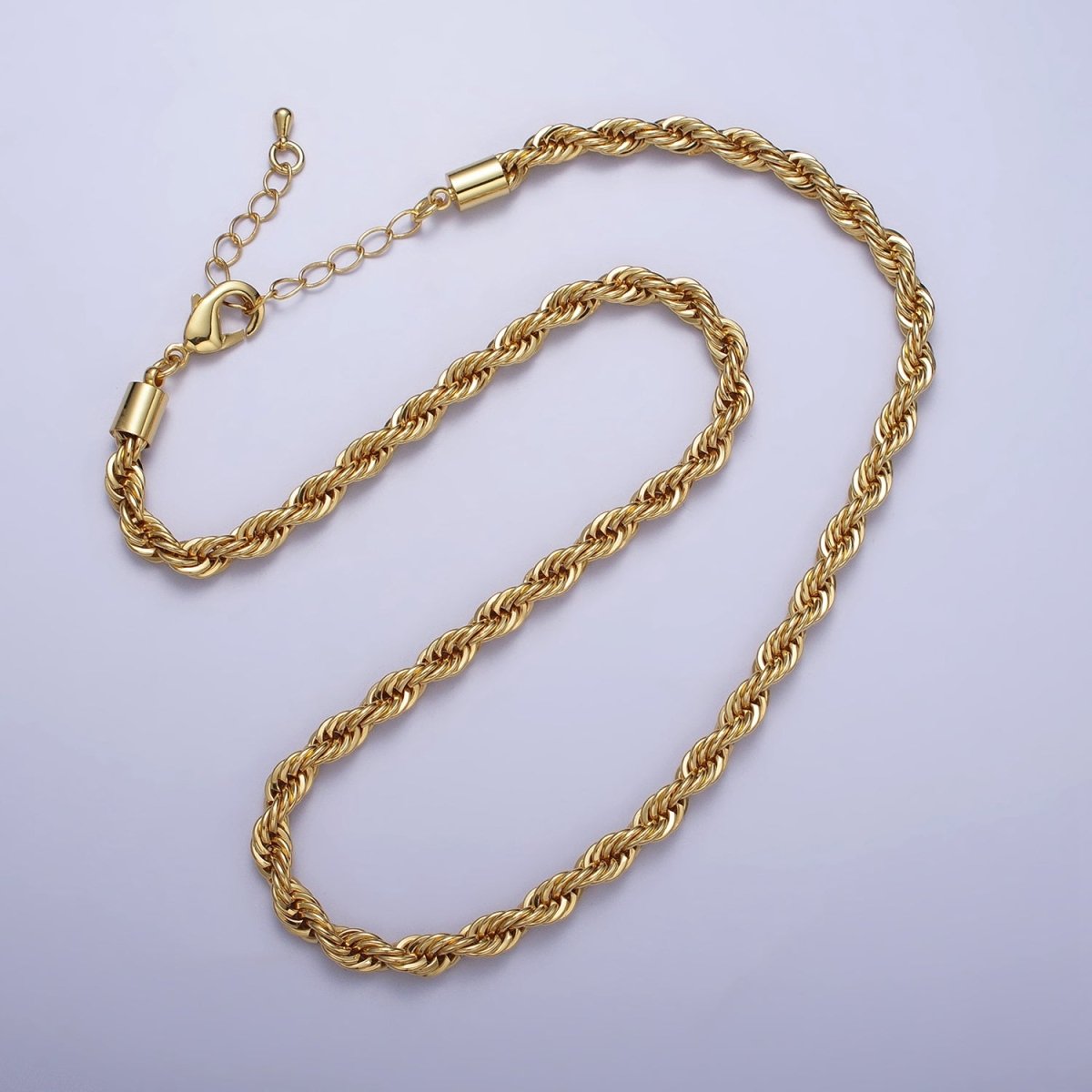 Bold Gold Rope necklace, Thick Chunky chain necklace 5mm Twist Necklace 17", 19.5 inch + 2 inch extender | WA-1532 WA-1533 WA-1534 WA-1535 Clearance Pricing