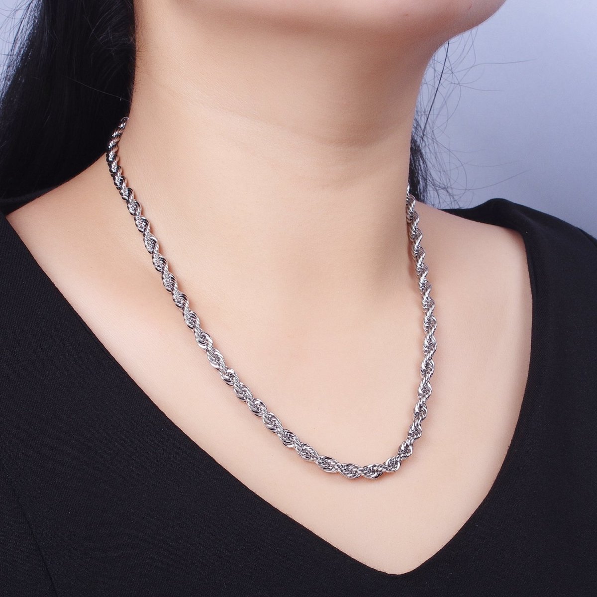 Bold Gold Rope necklace, Thick Chunky chain necklace 5mm Twist Necklace 17", 19.5 inch + 2 inch extender | WA-1532 WA-1533 WA-1534 WA-1535 Clearance Pricing