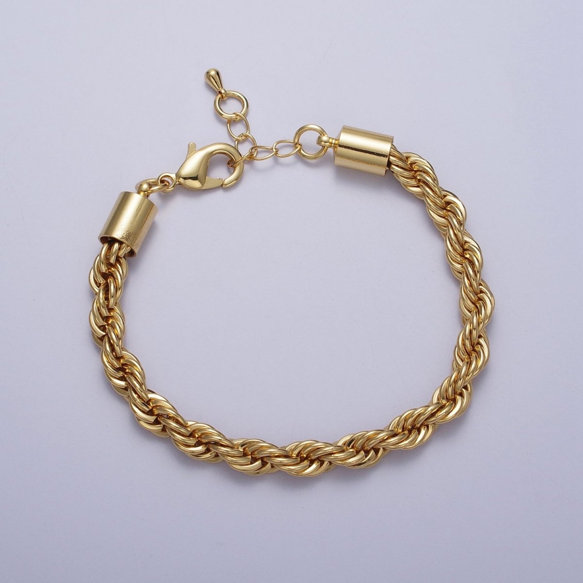 Bold Gold Twisted Rope Chain Bracelet Silver Chunky Rope Chain bracelet 6mm thickness | WA-1542 WA-1543 Clearance Pricing