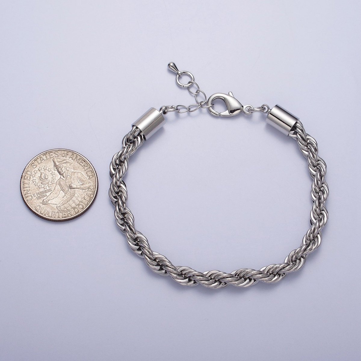 Bold Gold Twisted Rope Chain Bracelet Silver Chunky Rope Chain bracelet 6mm thickness | WA-1542 WA-1543 Clearance Pricing