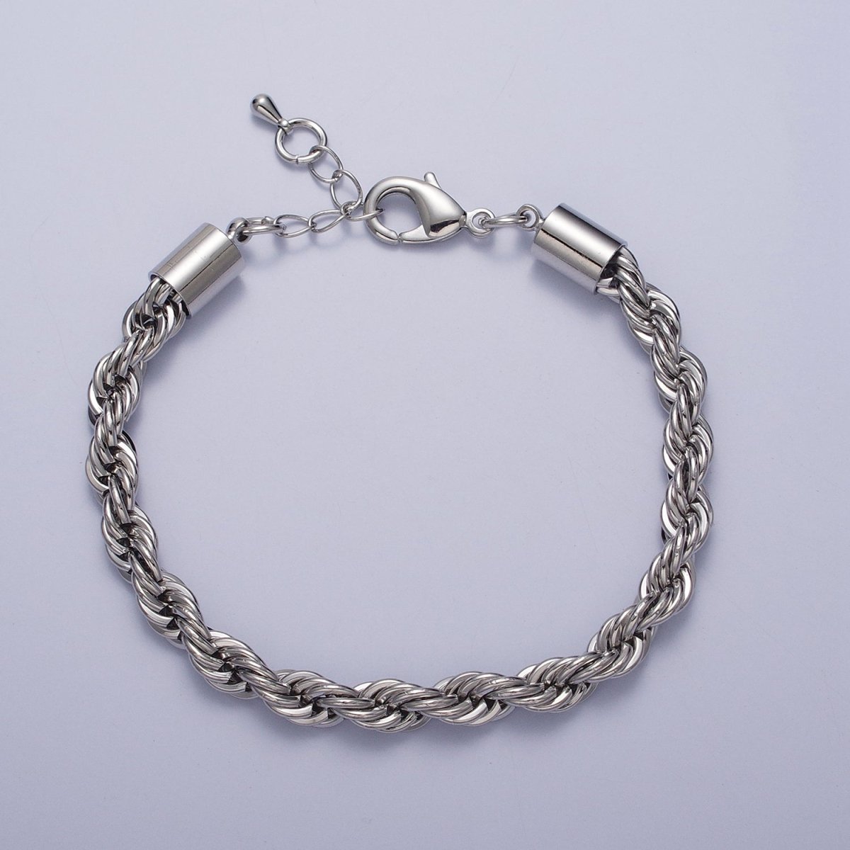 Bold Gold Twisted Rope Chain Bracelet Silver Chunky Rope Chain bracelet 6mm thickness | WA-1542 WA-1543 Clearance Pricing
