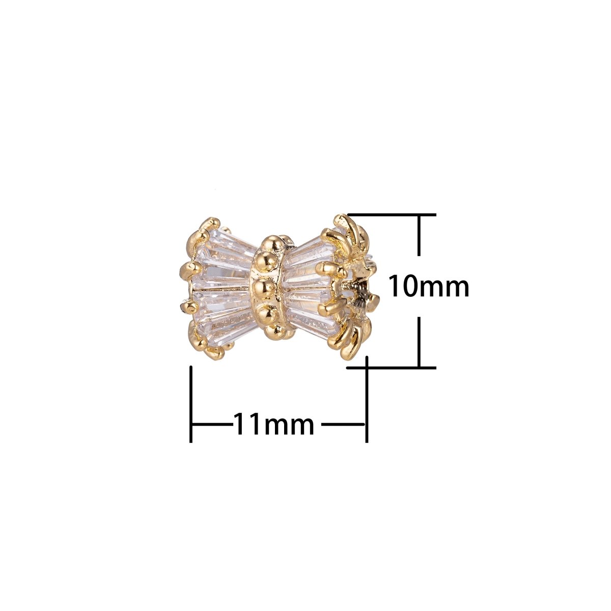 Bow Ribbon Bead Charm, Micro Pave CZ Charm, 18K Gold Filled Pendant Crystal Diamond Bracelet Necklace Charm for Jewelry Making, C-375 - DLUXCA