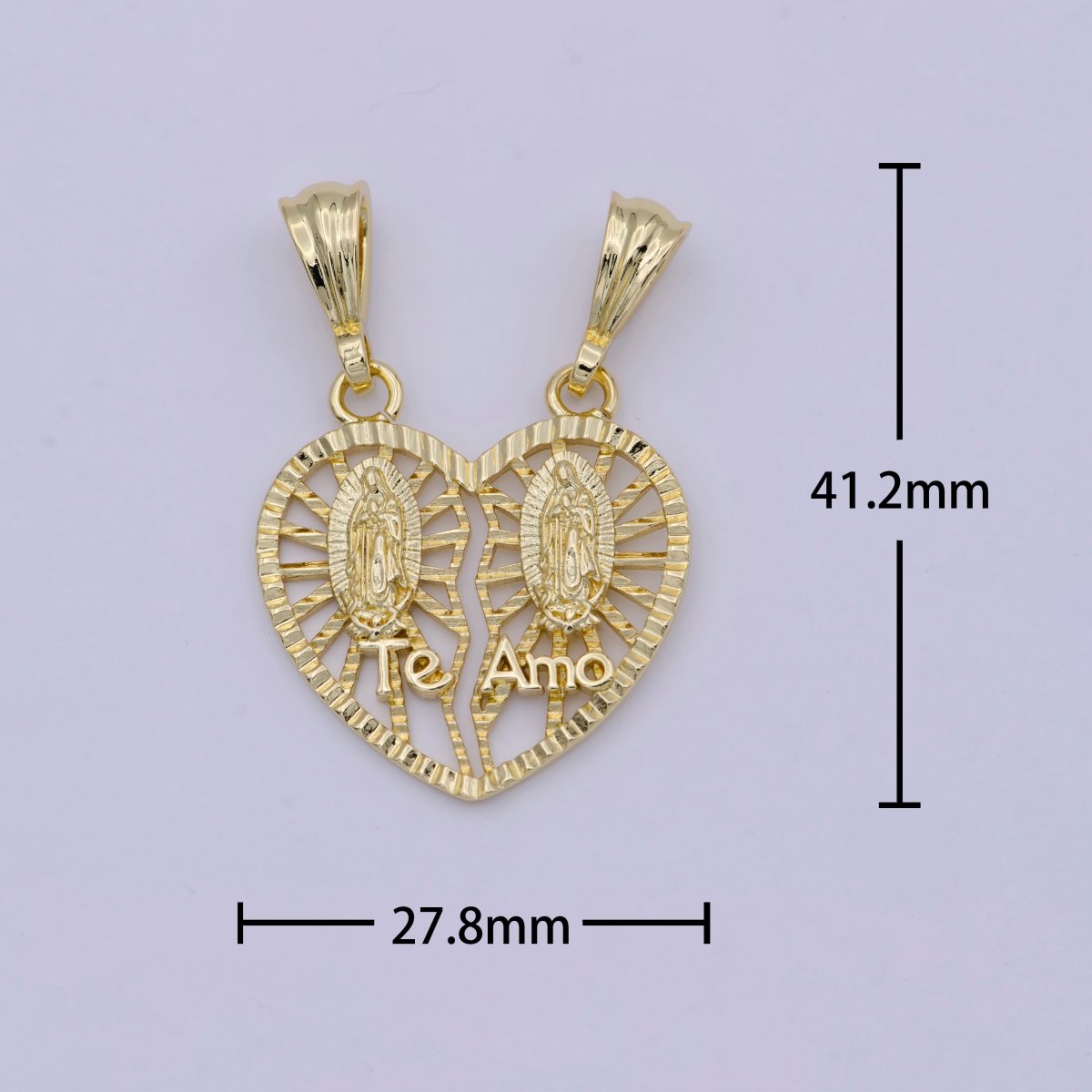 Breakable Te amo heart Lady of Guadalupe Pendant Heart Religious Catholic Jewelry I-141 - DLUXCA