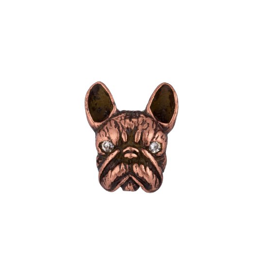 Bronze french bulldog, Gift for Animal Lover, Women, Ladies, Dog, Craft Cubic Zirconia Bracelet Charm Bead Findings Connector for supply B-158