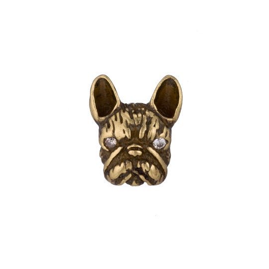 Bronze french bulldog, Gift for Animal Lover, Women, Ladies, Dog, Craft Cubic Zirconia Bracelet Charm Bead Findings Connector for supply B-158