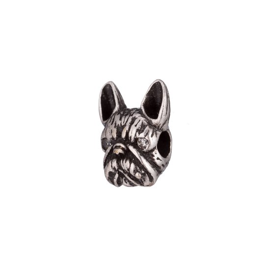 Bronze french bulldog, Gift for Animal Lover, Women, Ladies, Dog, Craft Cubic Zirconia Bracelet Charm Bead Findings Connector for supply B-158