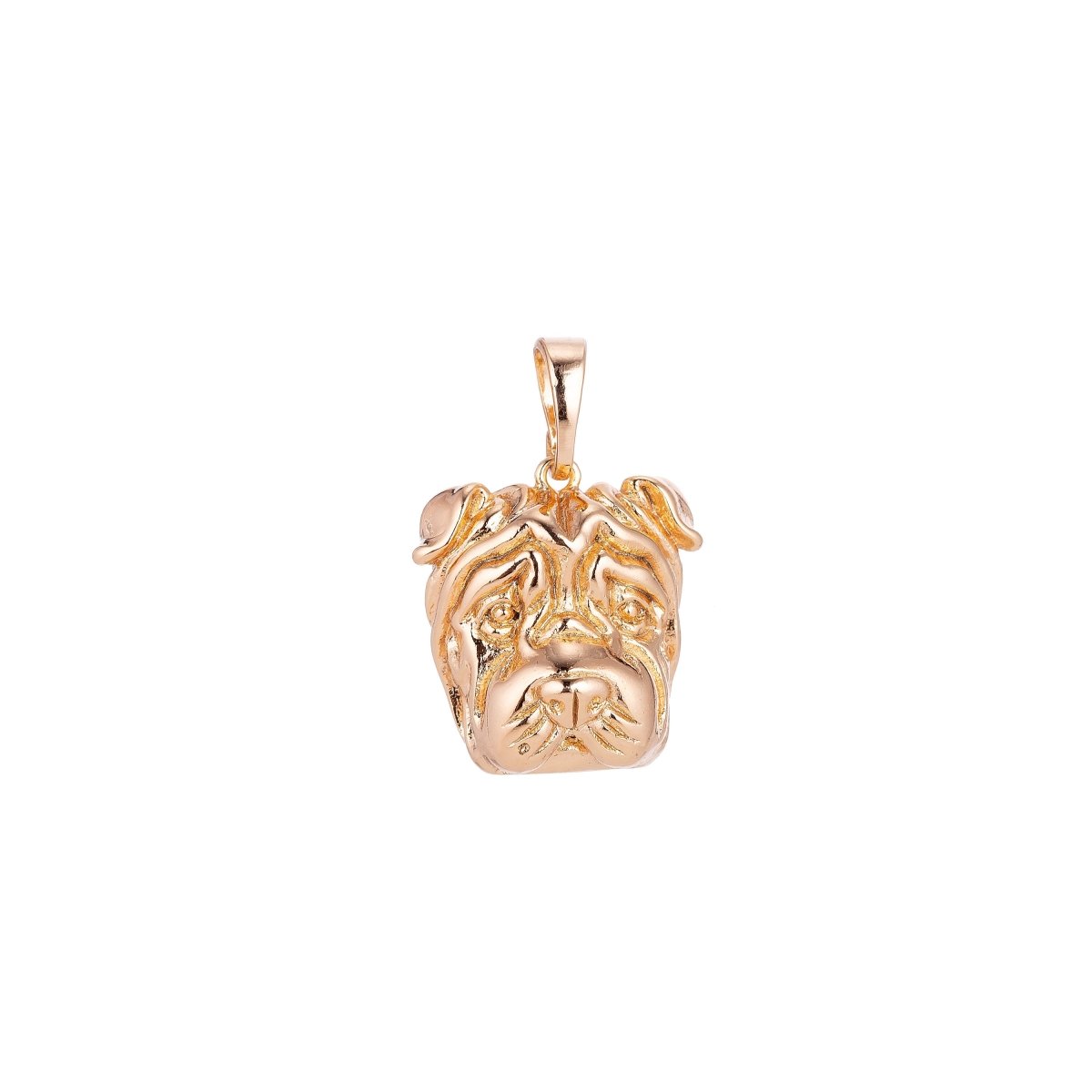 Bulldog Pendant 18k Gold Filled Dog Charm with Crystal CZ Necklace Bracelet Findings with Bail for Jewelry Making H-610