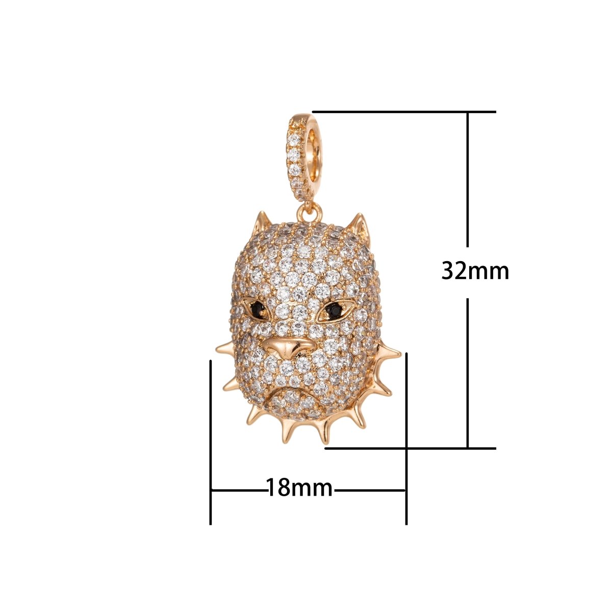 Bulldog Pendant Two Tone Iced Out 18k Gold Filled Designer Inspired Hip Hop Trendy Statement NecklacePendant I-199