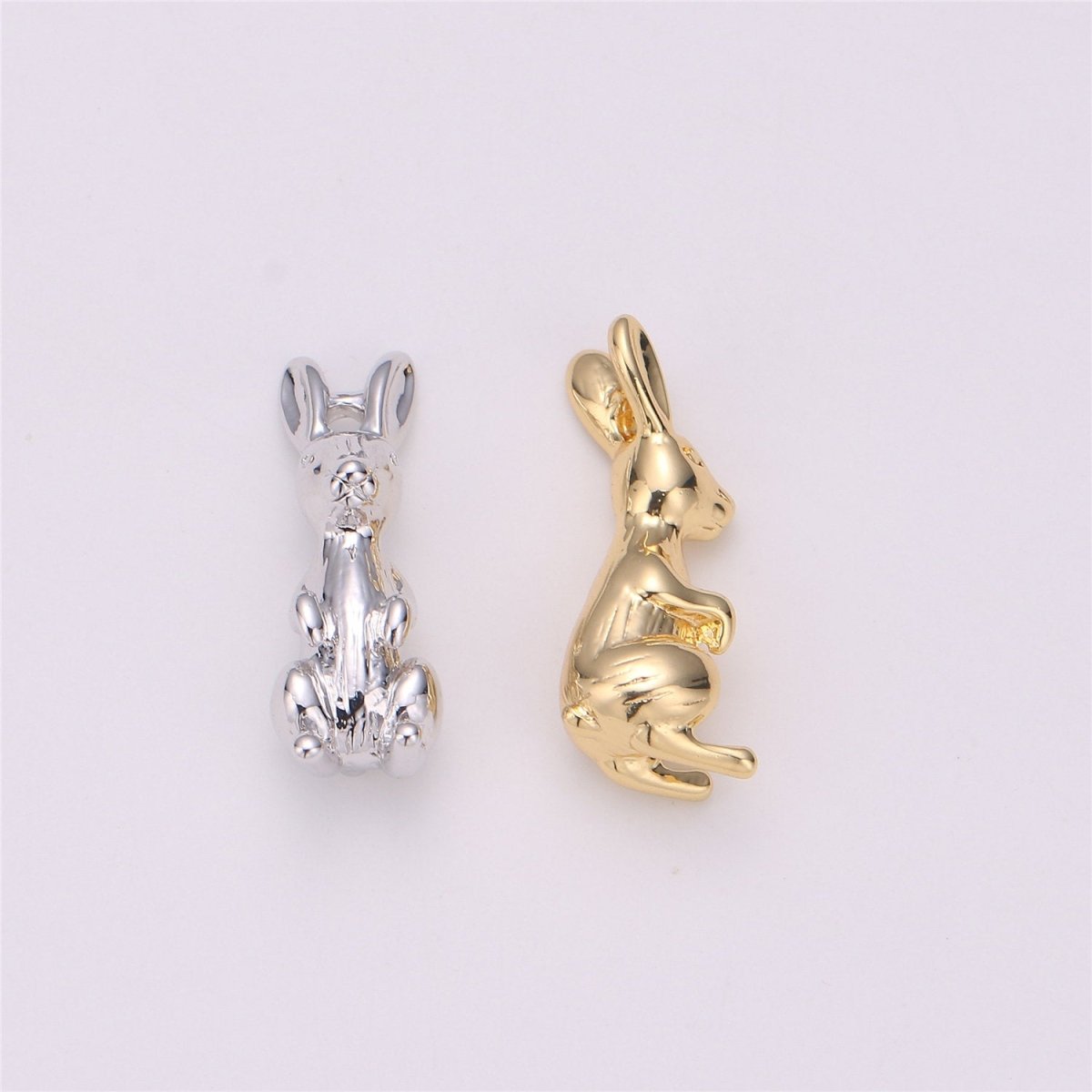 Bunny Charm, Rabbit Charm, Easter Charm, 3d Animal Charm, Animal Lover, Gold Filled Charm for Jewelry Making Supply C-526