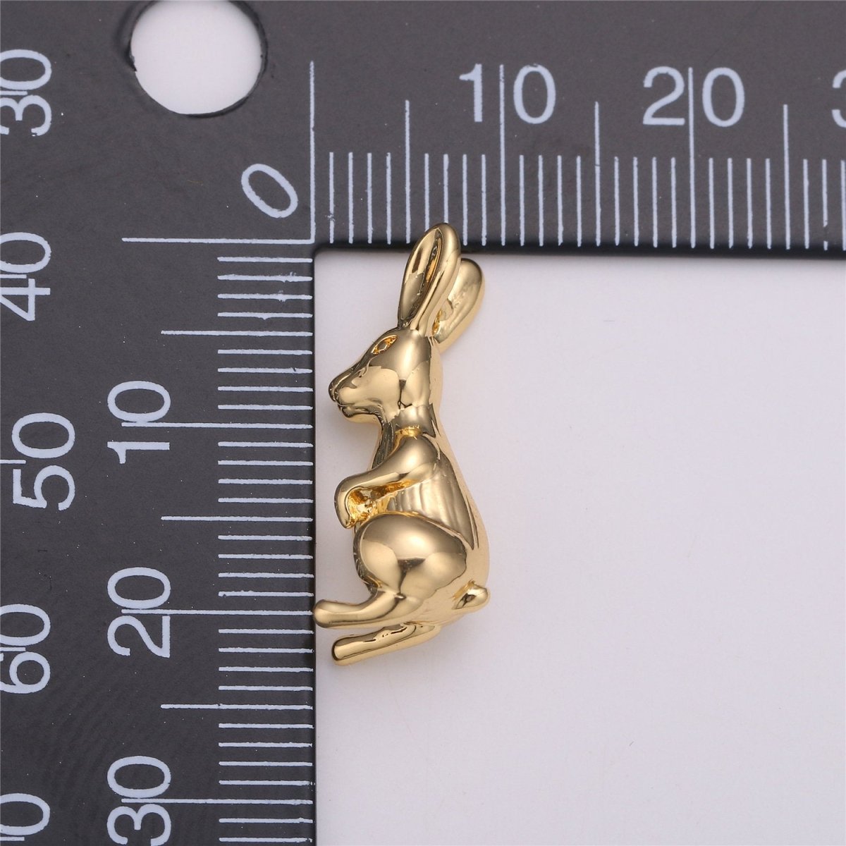 Bunny Charm, Rabbit Charm, Easter Charm, 3d Animal Charm, Animal Lover, Gold Filled Charm for Jewelry Making Supply C-526