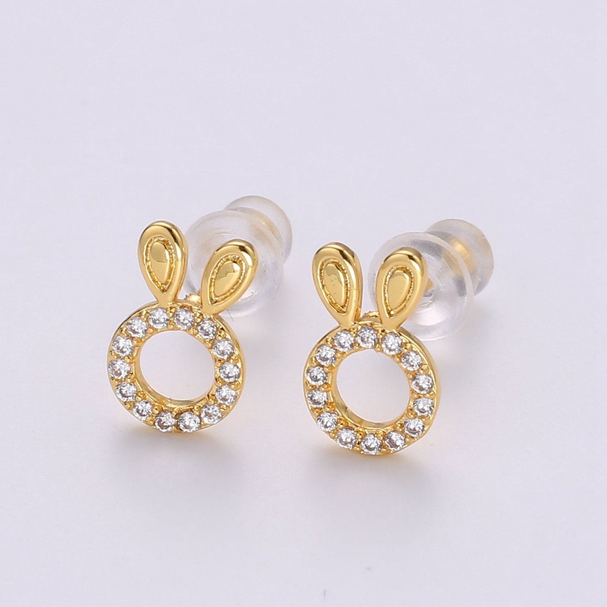 Bunny Stud Earrings • Rabbit Earrings • Rabbit Jewelry • Gold Micro Pave Animal Earrings • Stud Earrings • Valentine gift• Cute Earrings Q-364 - DLUXCA