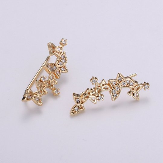 Butterfly ear climber, butterfly earrings, ear climber gold, ear crawler, dainty earrings, minimalist earrings, gold earrings P-002 - DLUXCA