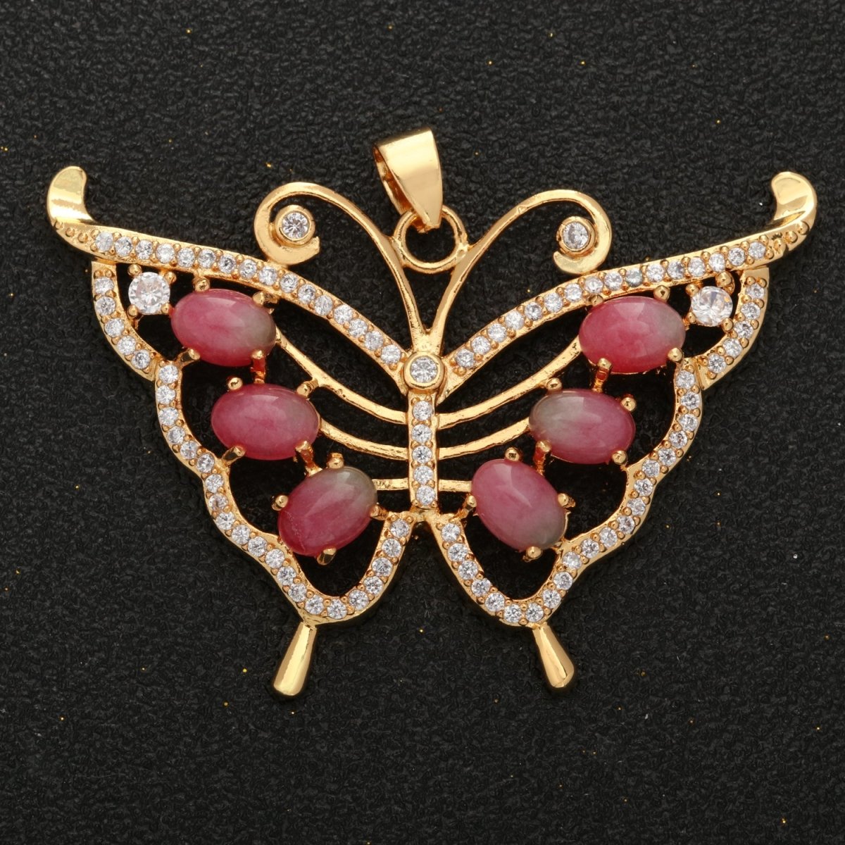 Butterfly Jade Charm 18k Gold Filed Mariposa Medallion Charm Monarch Butterfly Pendant for Statement Jewelry Supply AH-337~AH-339