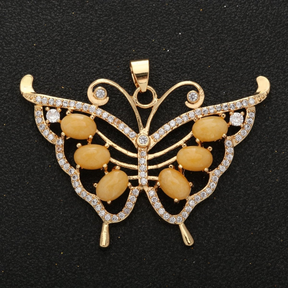 Butterfly Jade Charm 18k Gold Filed Mariposa Medallion Charm Monarch Butterfly Pendant for Statement Jewelry Supply AH-337~AH-339