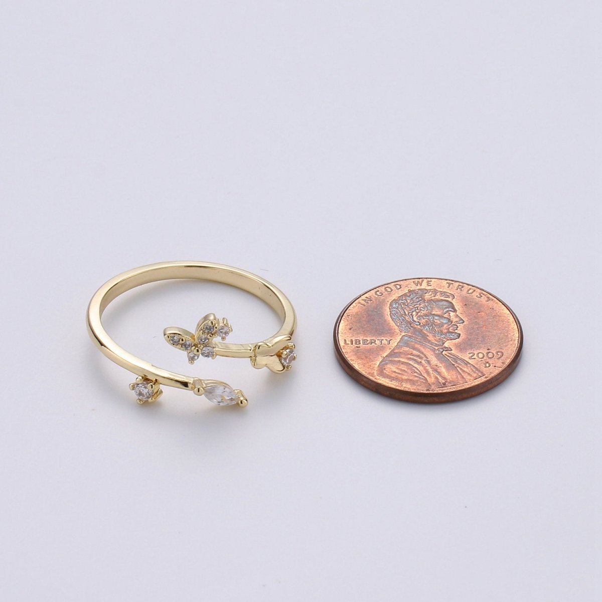Butterfly Ring, Adjustable Butterfly Ring, Gold Butterfly Ring, Butterfly Jewellery, Micro Pave Butterfly Ring, Minimalist open ring R-085 - DLUXCA