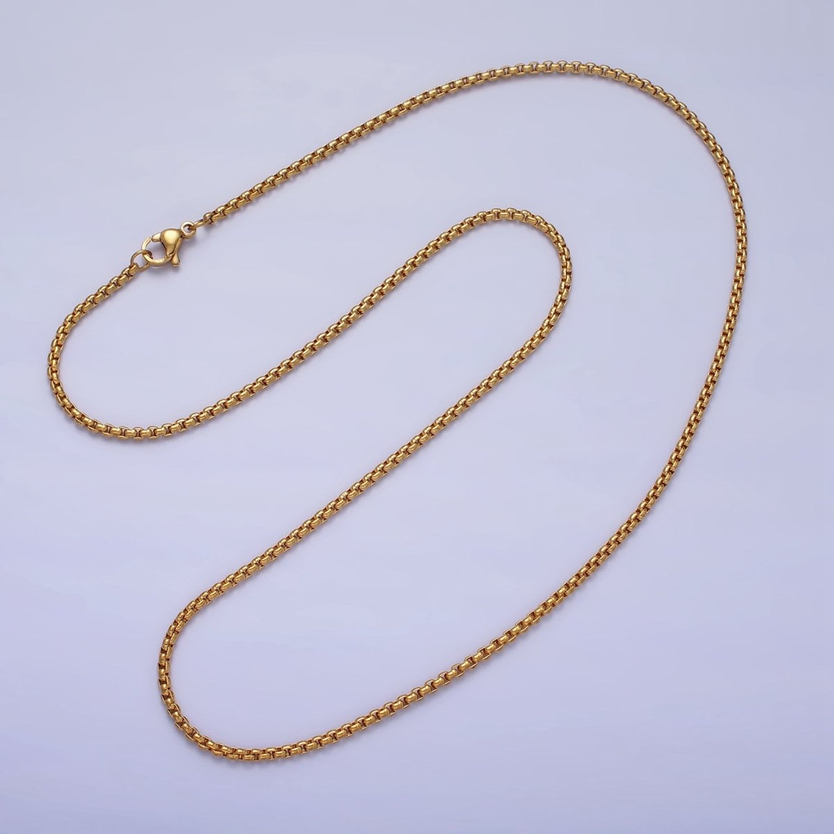 Cable Rolo Chain Necklace for Men or Women, Stainless Steel Box Chain 2mm Gold Silver Tone Tarnish Free Necklace Chain | WA-1706 WA-1707 Clearance Pricing