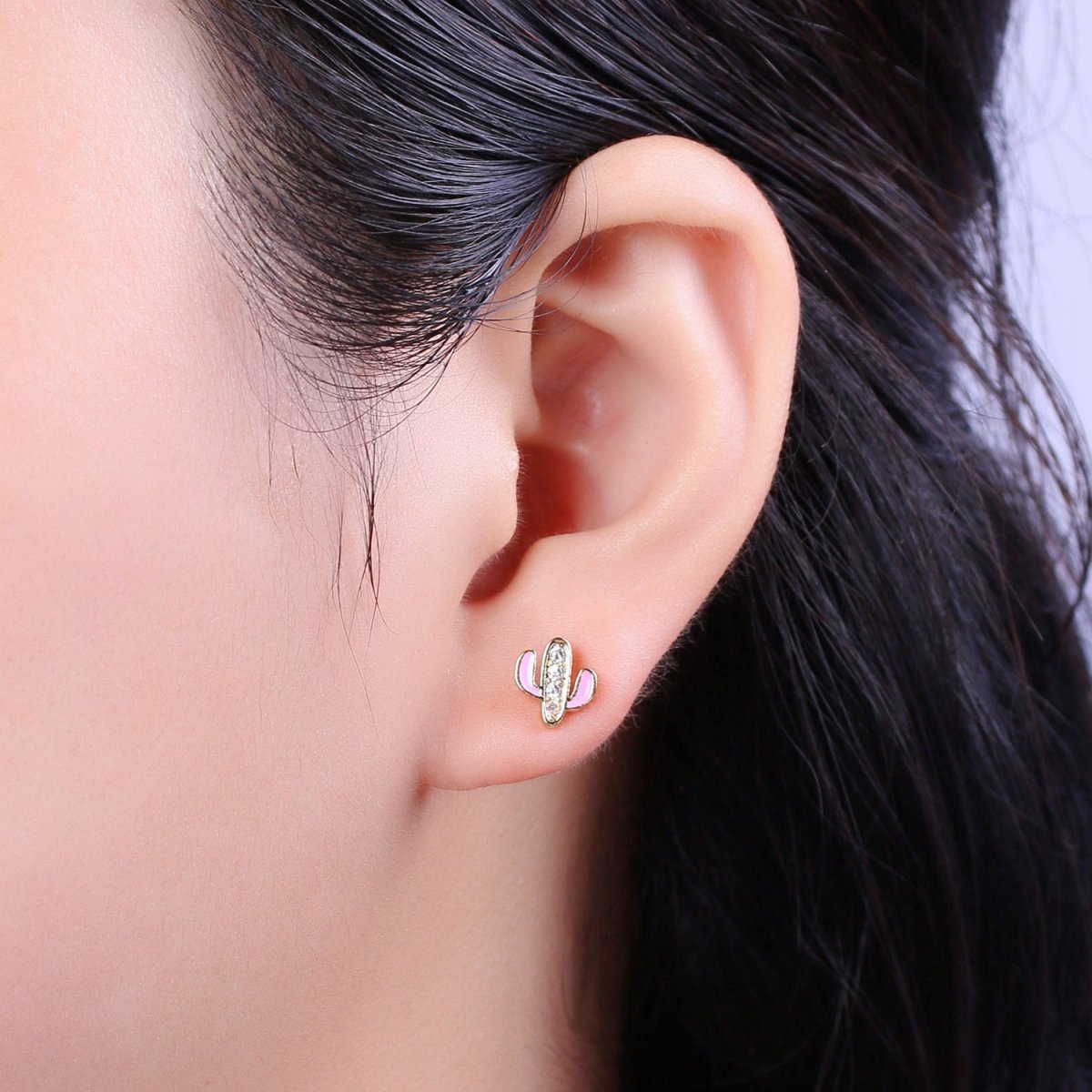 Cactus earrings, gold cactus stud earrings, tiny studs, dainty small studs, minimalist  Succulent stud Earring T-145 ~ T-149