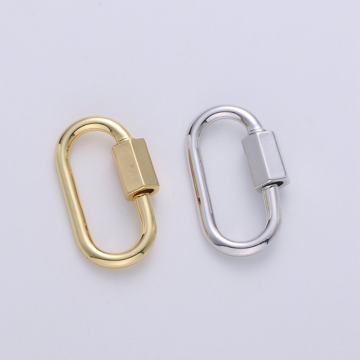 Carabiner Screw  Clasp, Screw Clasp Oval , Interlocking Oval Clasp, Oval Shaped Clasps, Gold, Silver For Bracelet Necklace K-263