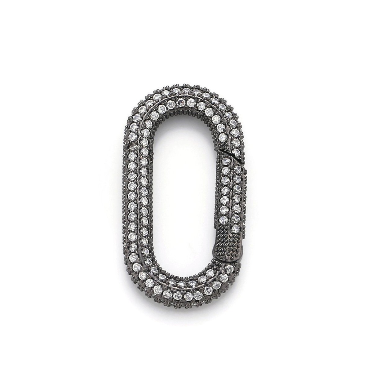 Carabiner Screw  Clasp, Screw Clasp Oval Lock, Interlocking Oval Clasp, Pave Oval Shaped Lock Clasps, Multiple color options, K-376 K-378
