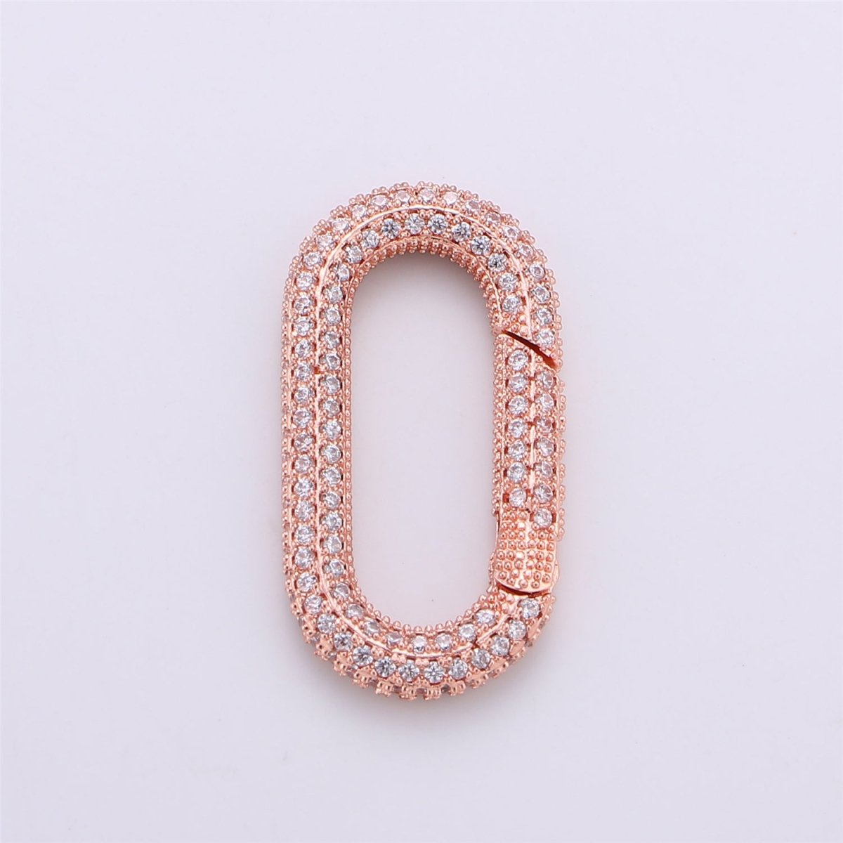 Carabiner Screw  Clasp, Screw Clasp Oval Lock, Interlocking Oval Clasp, Pave Oval Shaped Lock Clasps, Multiple color options, K-376 K-378