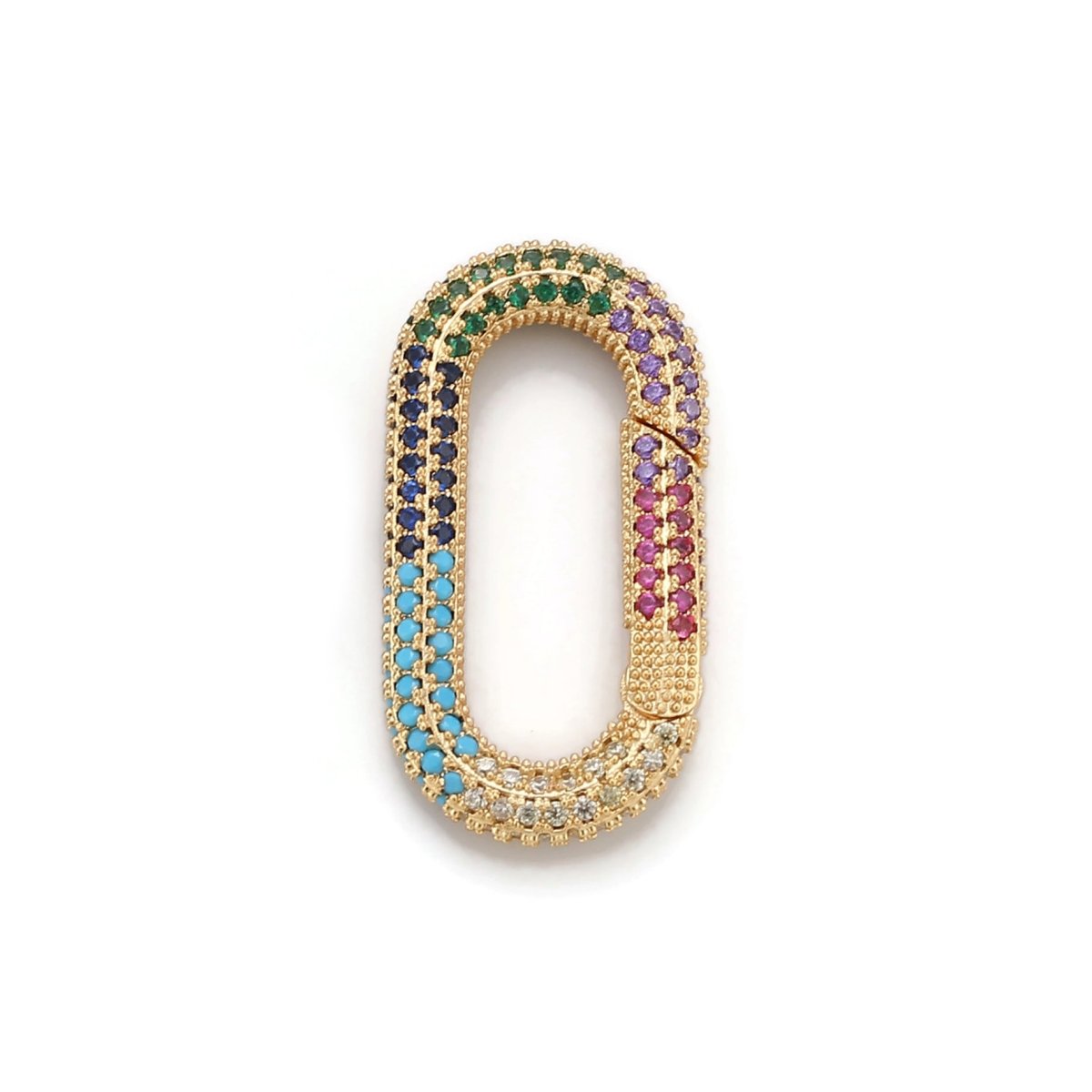Carabiner Screw  Clasp, Screw Clasp Oval Lock, Interlocking Oval Clasp, Pave Oval Shaped Lock Clasps, Multiple color options, K-376 K-378