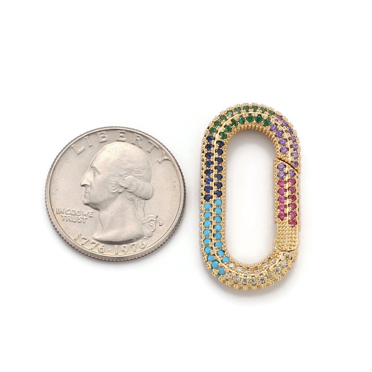 Carabiner Screw  Clasp, Screw Clasp Oval Lock, Interlocking Oval Clasp, Pave Oval Shaped Lock Clasps, Multiple color options, K-376 K-378