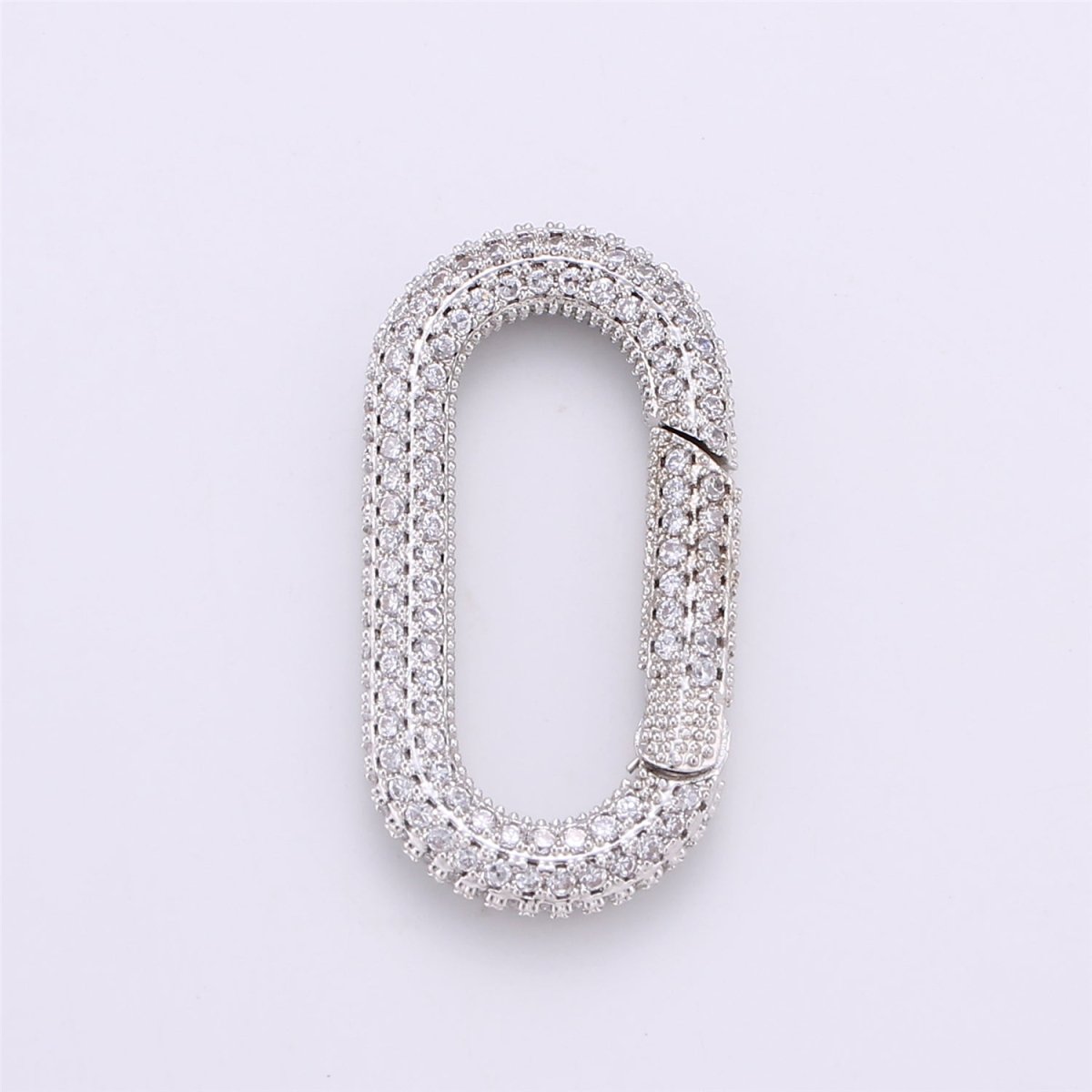Carabiner Screw  Clasp, Screw Clasp Oval Lock, Interlocking Oval Clasp, Pave Oval Shaped Lock Clasps, Multiple color options, K-376 K-378
