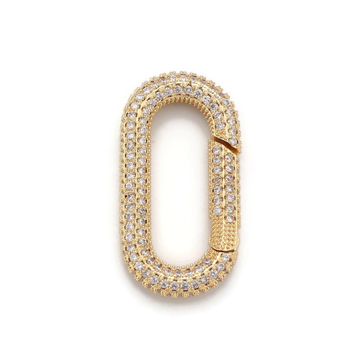 Carabiner Screw  Clasp, Screw Clasp Oval Lock, Interlocking Oval Clasp, Pave Oval Shaped Lock Clasps, Multiple color options, K-376 K-378