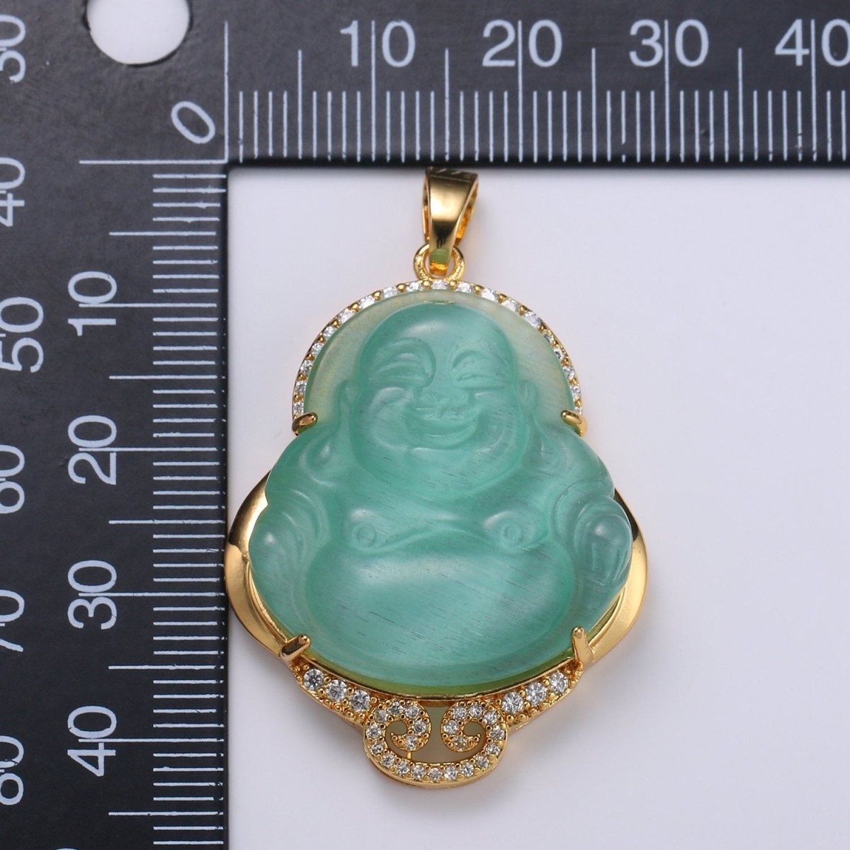 Cat's eye Buddha Cubic Pendant 24K Gold Filled Buddha Pendant Green Cat's Eye Buddha Charm CubicBuddha Necklace for Religious Jewelry Supply AH-259 AH-260