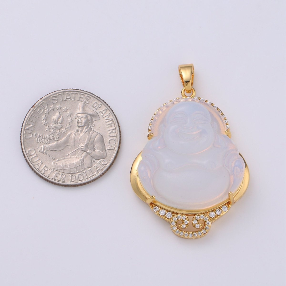 Cat's eye Buddha Cubic Pendant 24K Gold Filled Buddha Pendant Green Cat's Eye Buddha Charm CubicBuddha Necklace for Religious Jewelry Supply AH-259 AH-260