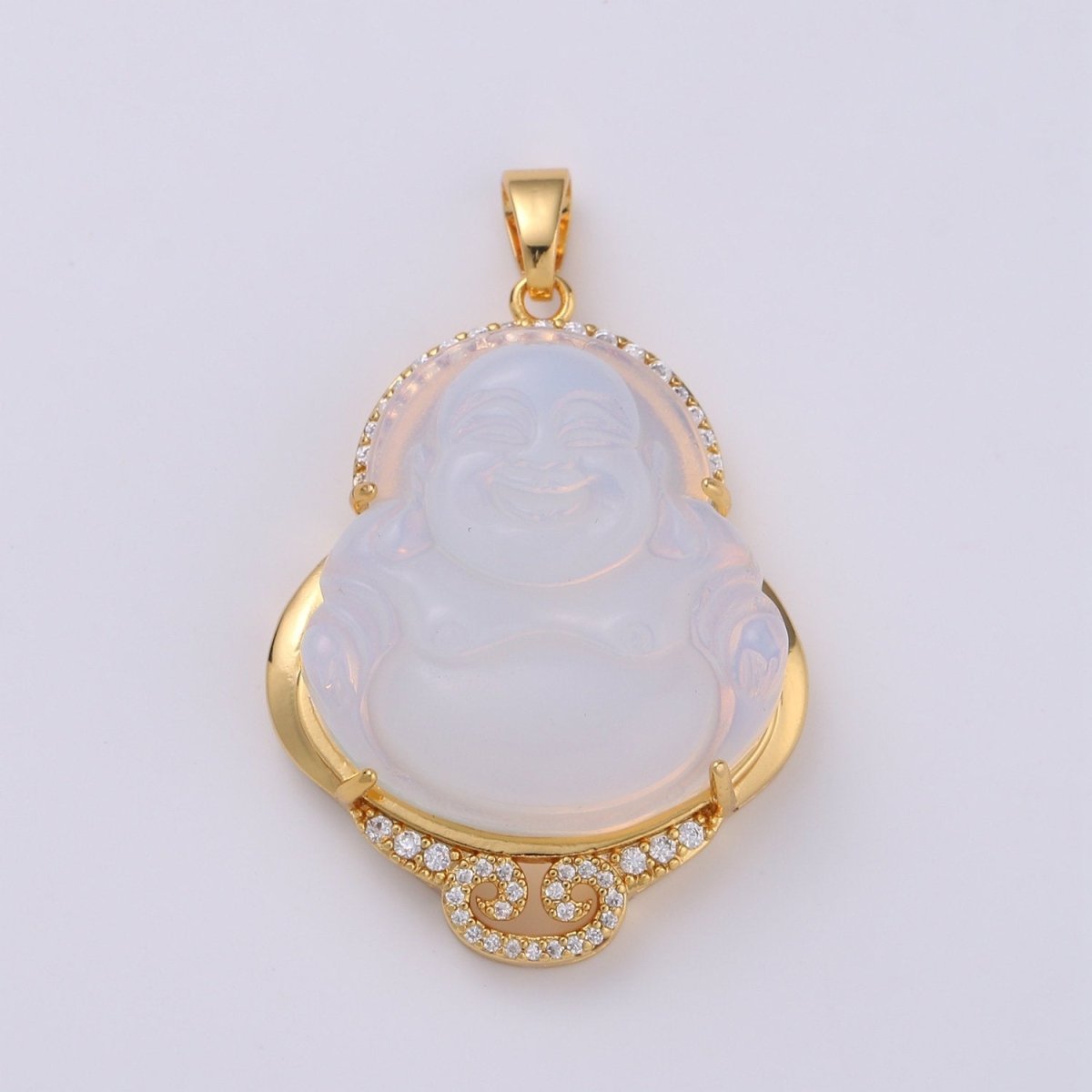 Cat's eye Buddha Cubic Pendant 24K Gold Filled Buddha Pendant Green Cat's Eye Buddha Charm CubicBuddha Necklace for Religious Jewelry Supply AH-259 AH-260