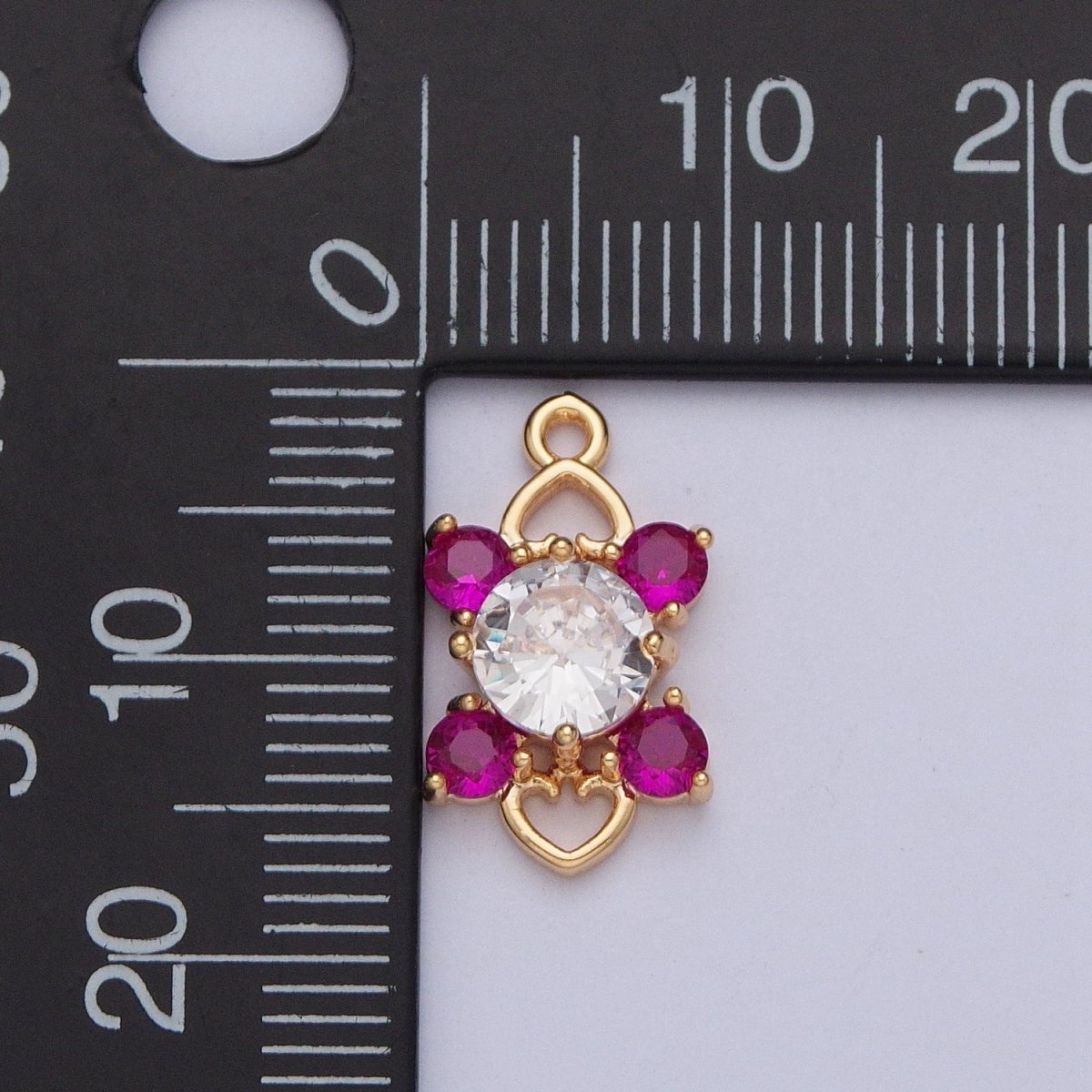 Celestial Four Pointed Star Round Cubic Zirconia Love Heart Link Charm For Valentine Jewelry | X-211-X-214