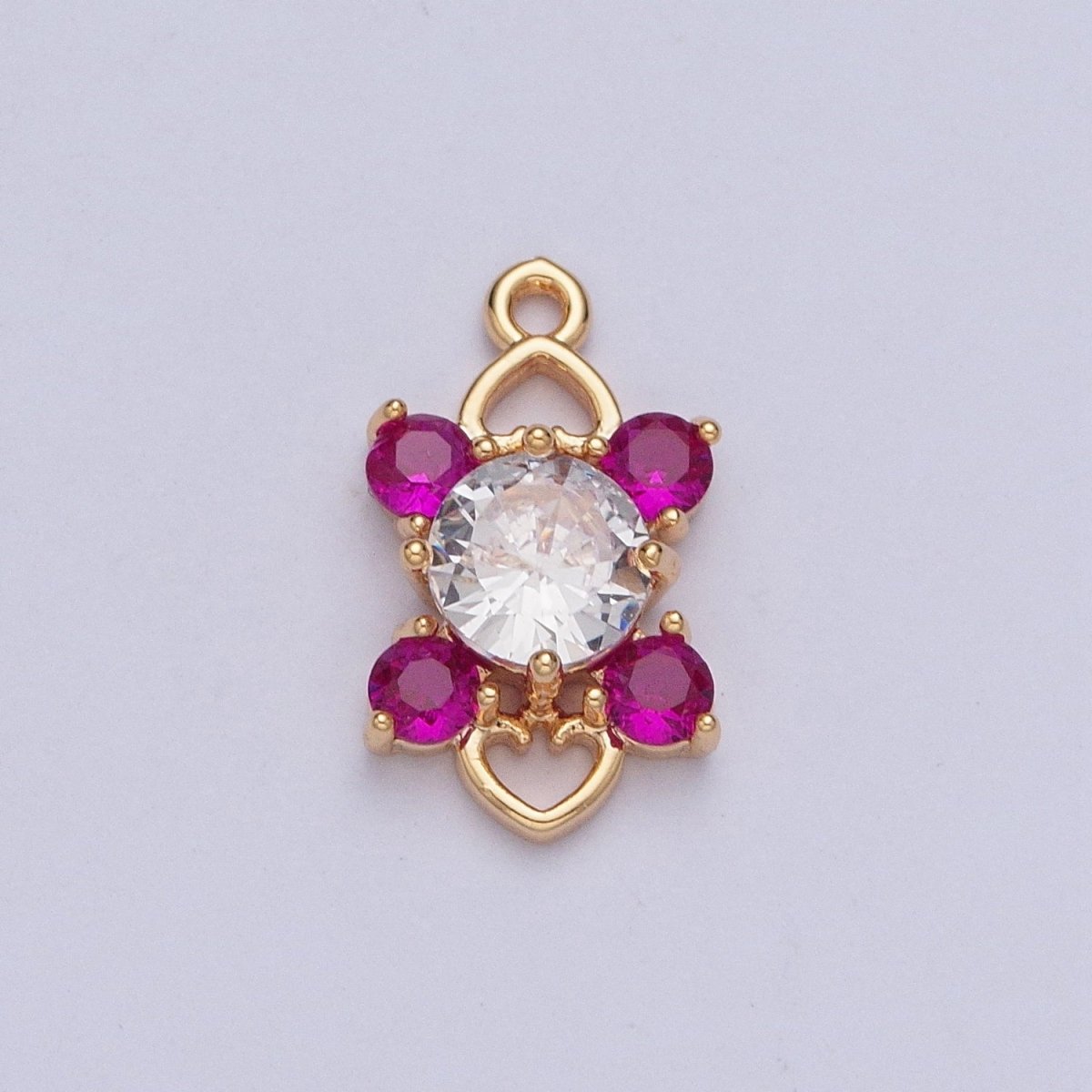 Celestial Four Pointed Star Round Cubic Zirconia Love Heart Link Charm For Valentine Jewelry | X-211-X-214