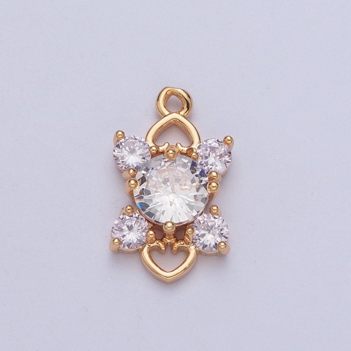 Celestial Four Pointed Star Round Cubic Zirconia Love Heart Link Charm For Valentine Jewelry | X-211-X-214