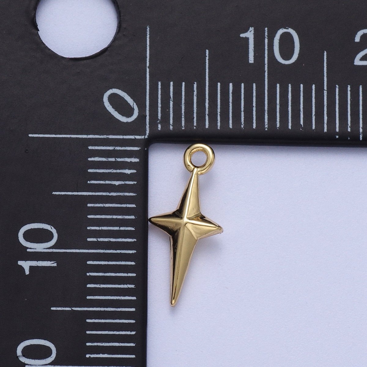 Celestial North Star 14mm Long Puffed Add-On Charm in Gold & Silver | AC046