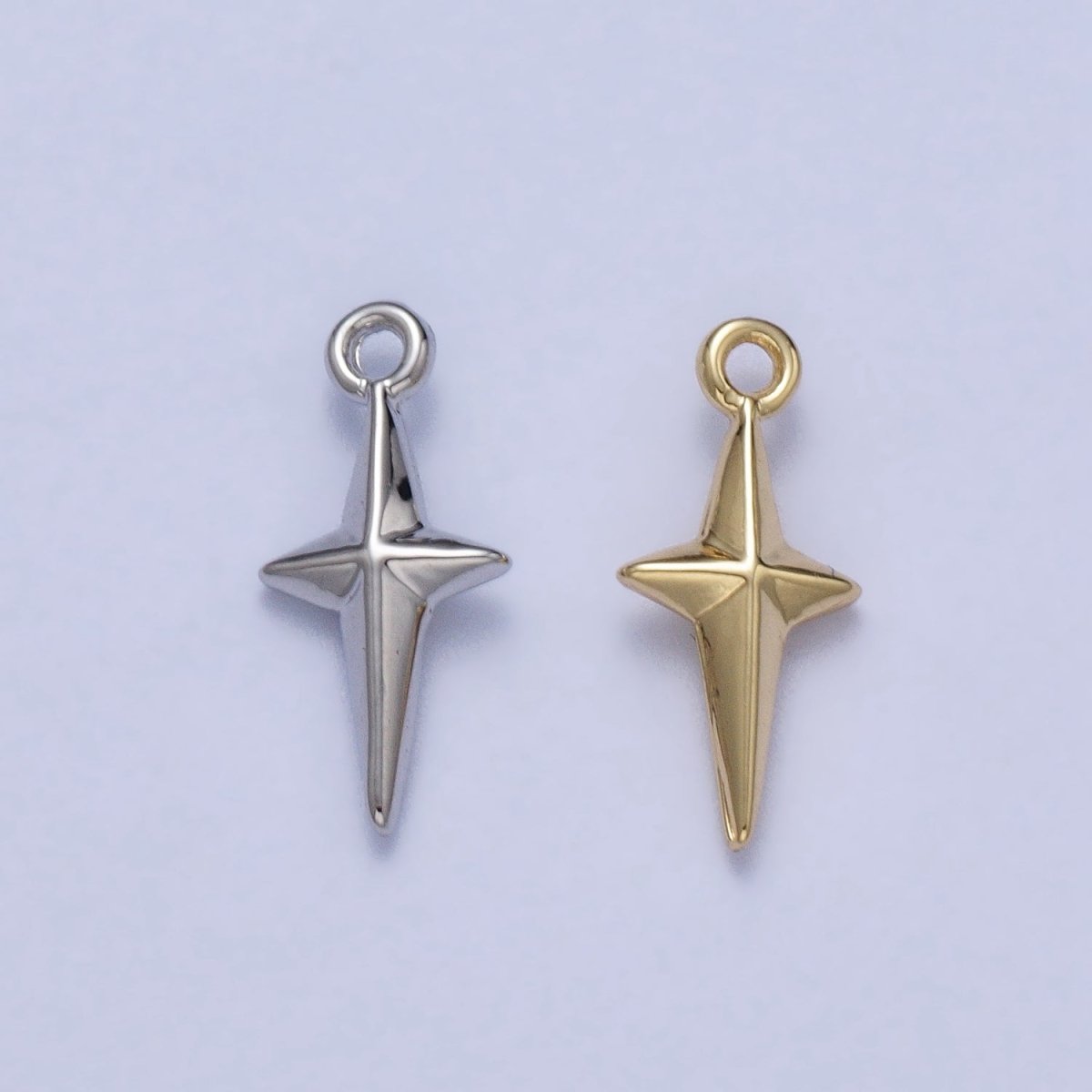 Celestial North Star 14mm Long Puffed Add-On Charm in Gold & Silver | AC046