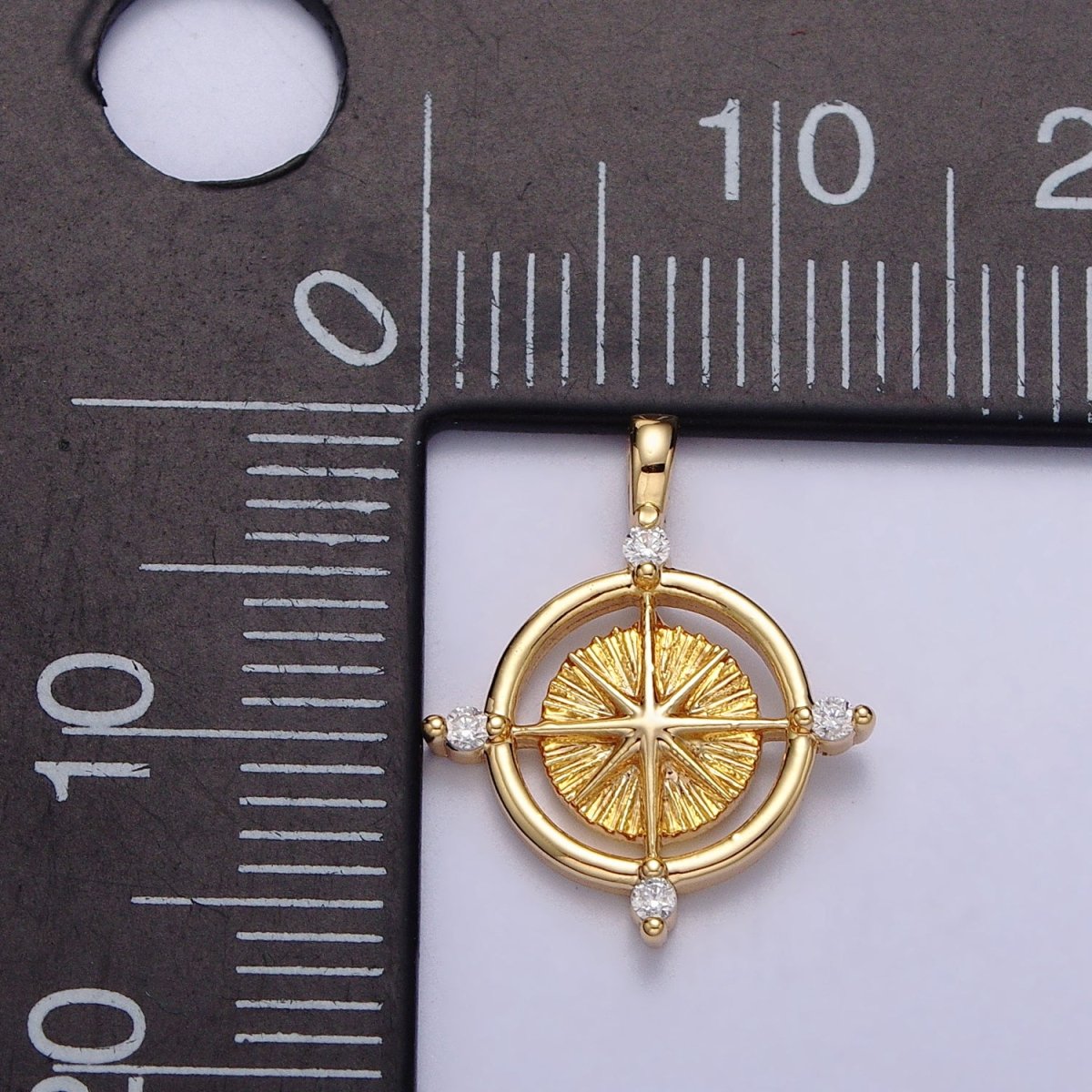 Celestial Northern Star Compass Clear CZ Add-On Charm in Gold & Silver | AC-127