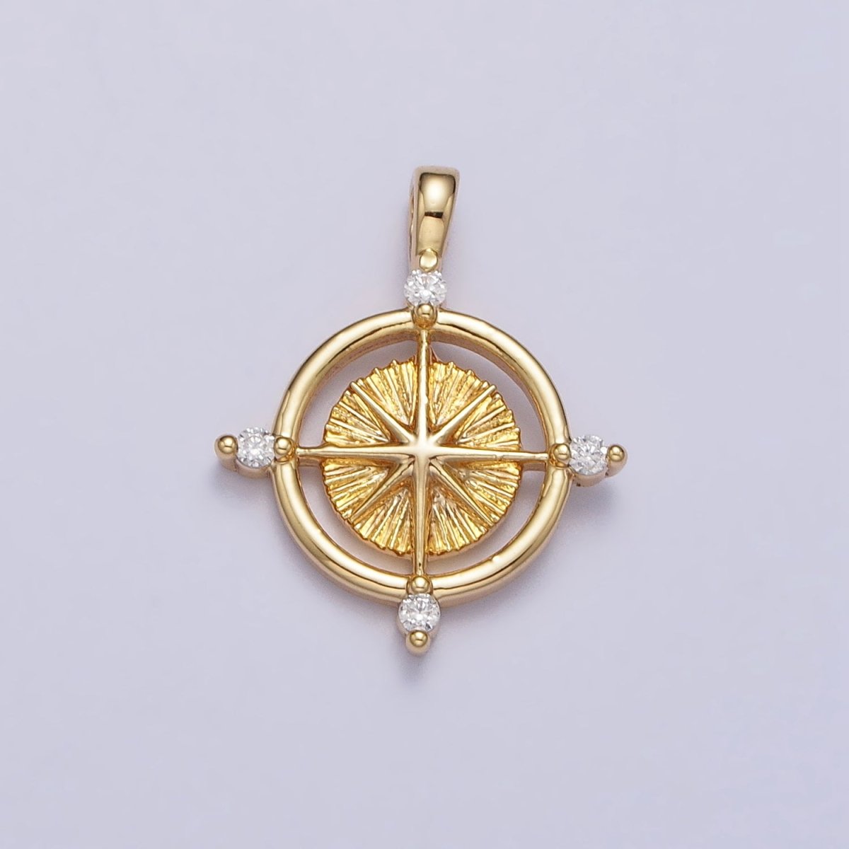 Celestial Northern Star Compass Clear CZ Add-On Charm in Gold & Silver | AC-127