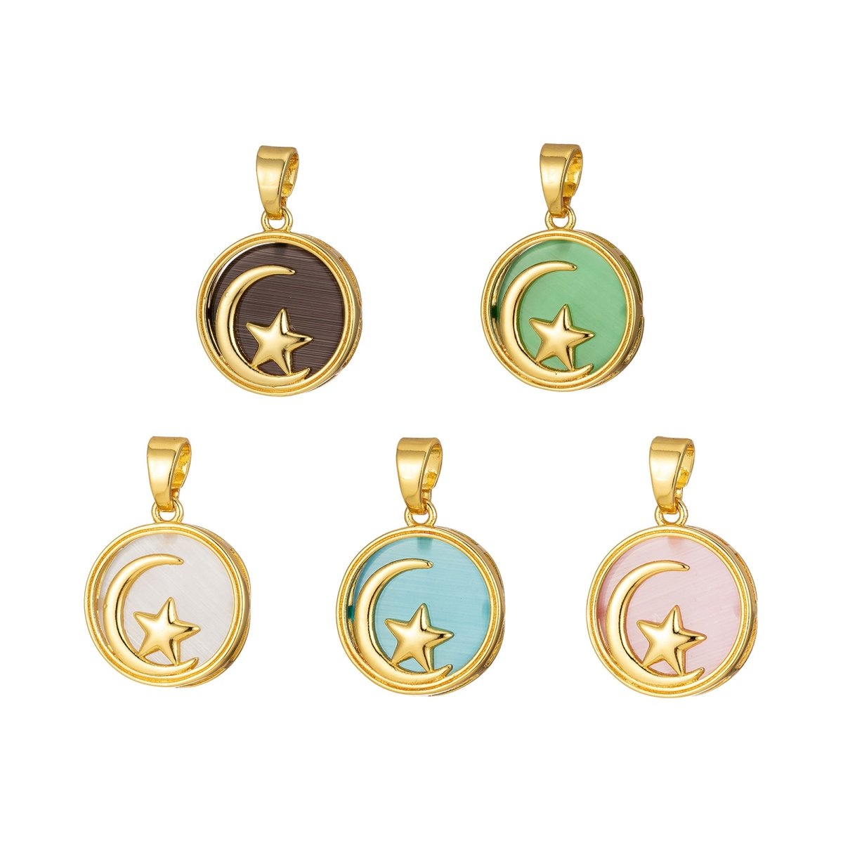 Celestial Pendant Crescent Moon Star Dainty Charm J-301~J-305