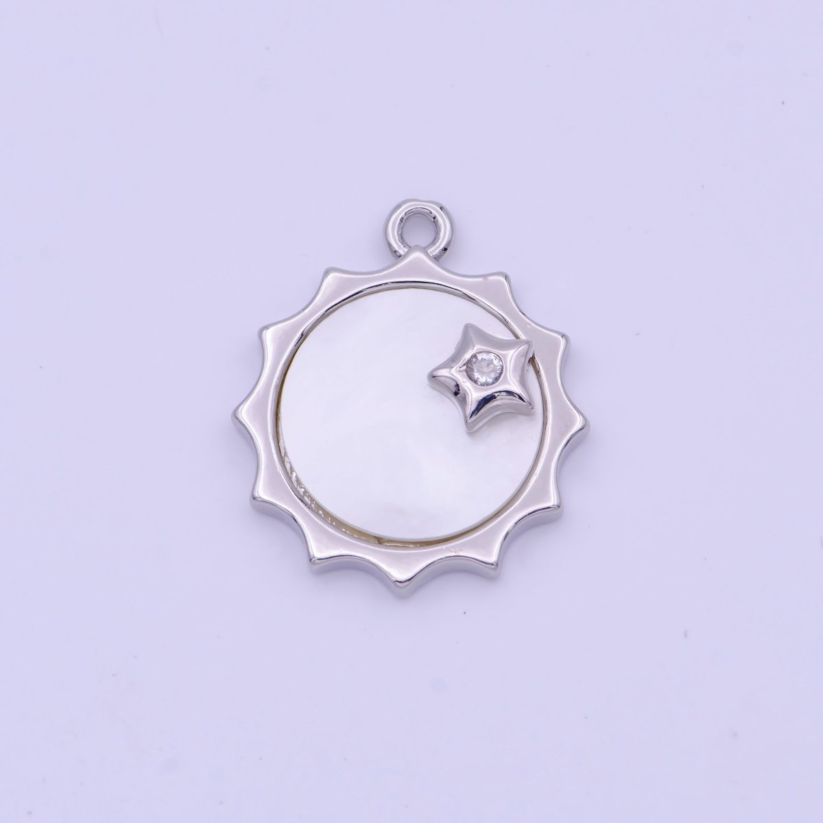 Celestial Shinning Shell Pearl Sun CZ Star Gold & Silver Charm | D-101 D-116