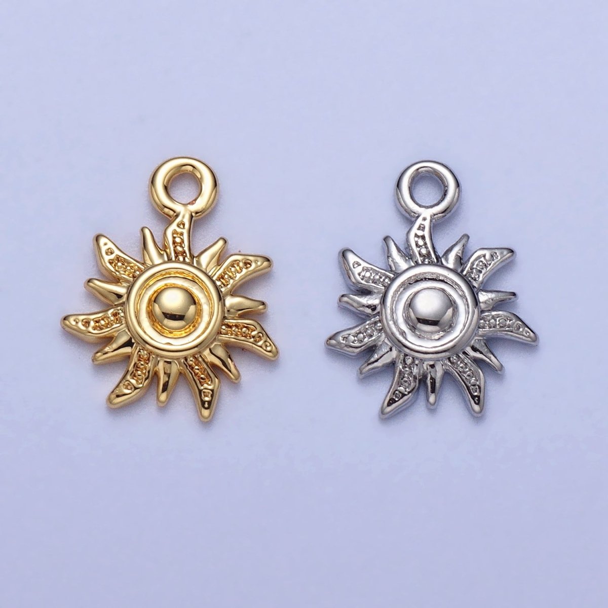 Celestial Textured Bohemian Yogi Sun Charm in Gold & Silver | AC-030