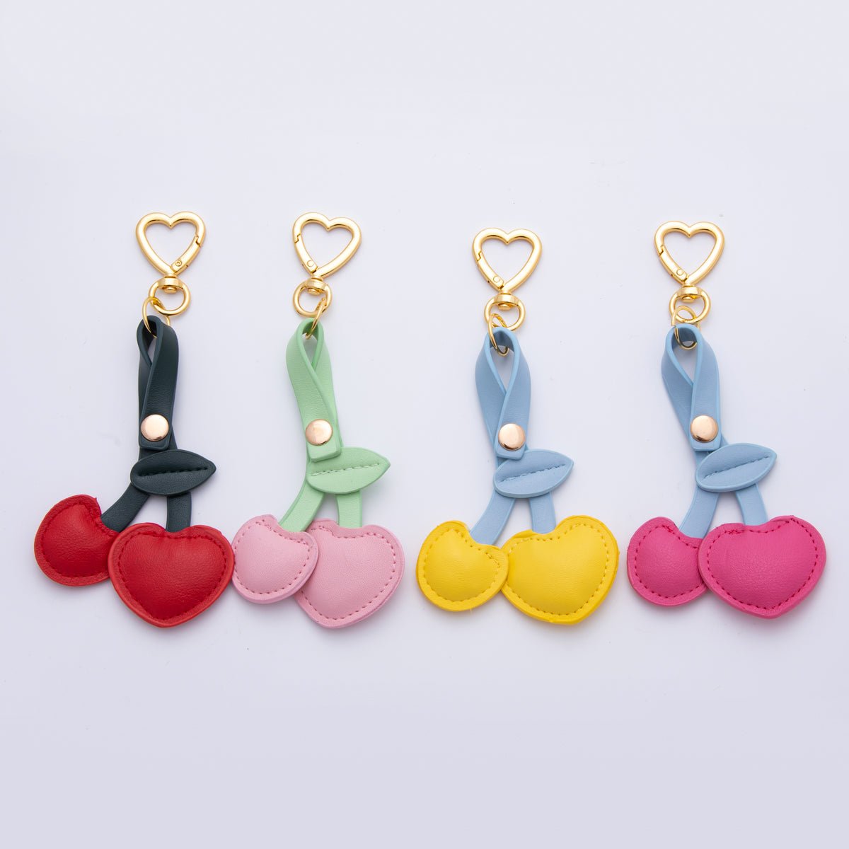 Cherry Leather Bag Charm Fruits Foodie Keychain Leather Bag Accessory Purse Charm WB - 00001 - DLUXCA