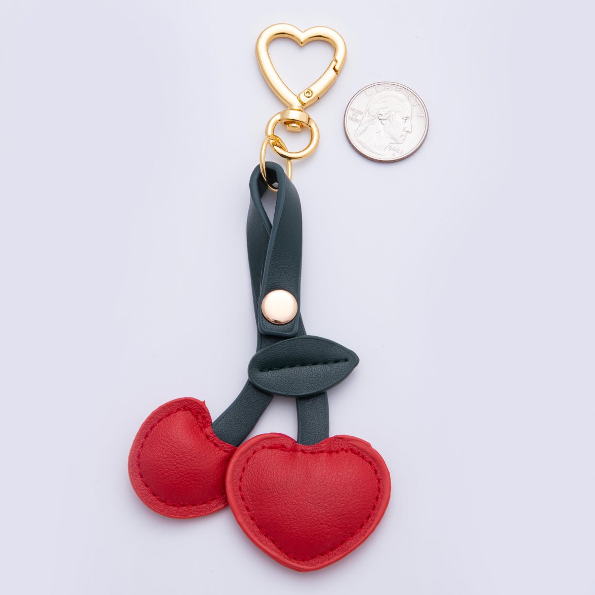 Cherry Leather Bag Charm Fruits Foodie Keychain Leather Bag Accessory Purse Charm WB - 00001 - DLUXCA
