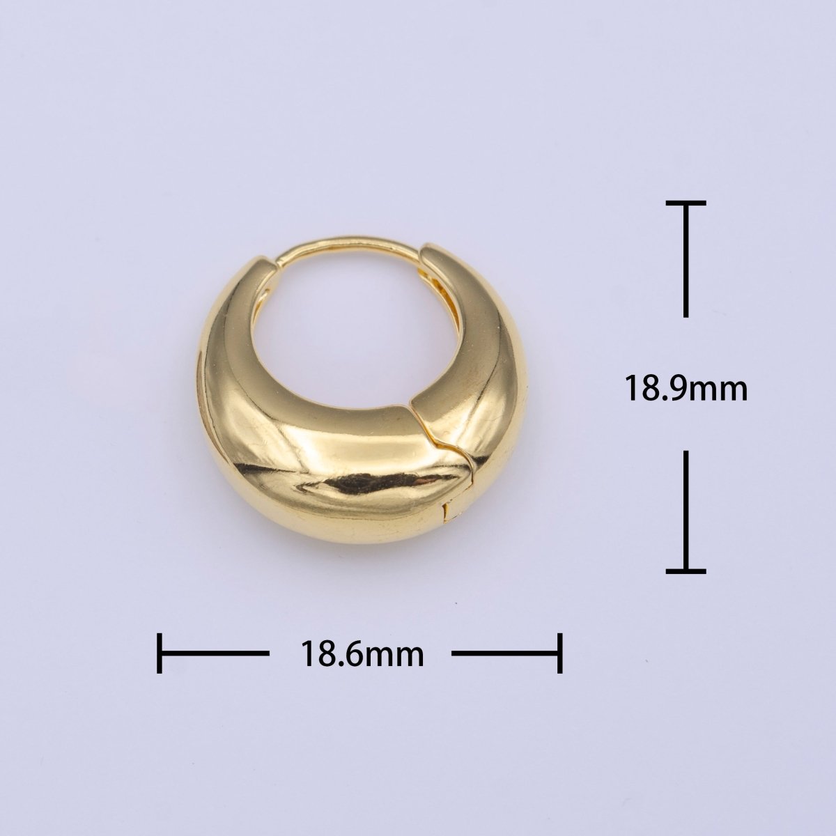 Chubby 19mm Dome Minimalist Gold Huggie Hoop Earrings | Y-210 - DLUXCA