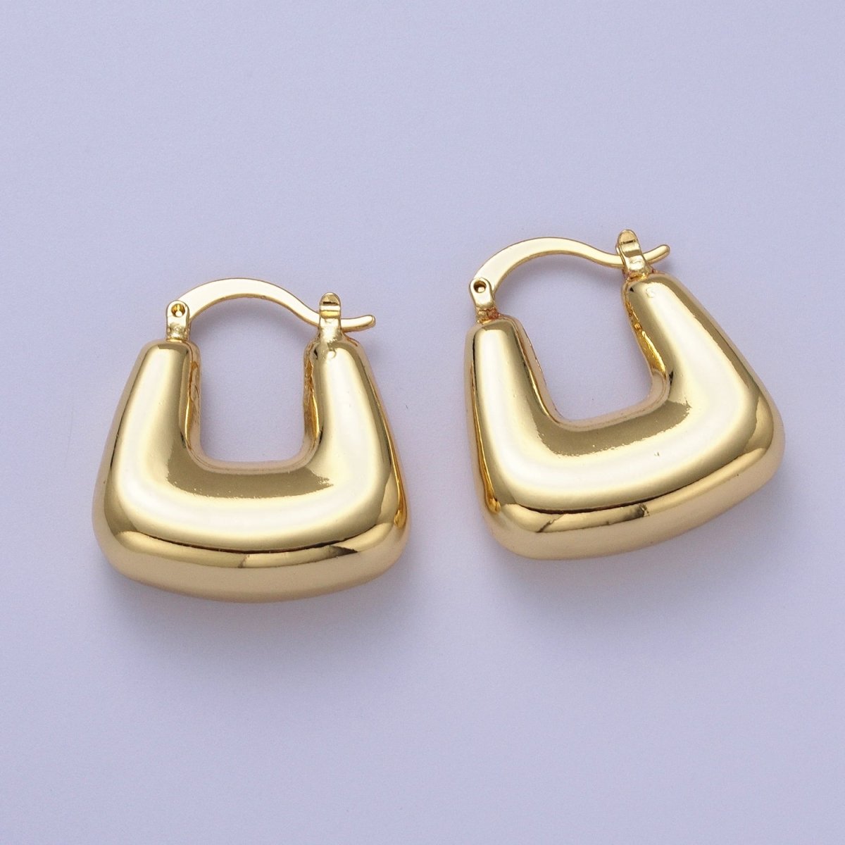 Chubby Boxy U-Shaped Latch Earrings in Gold & Silver | AB041 AB042