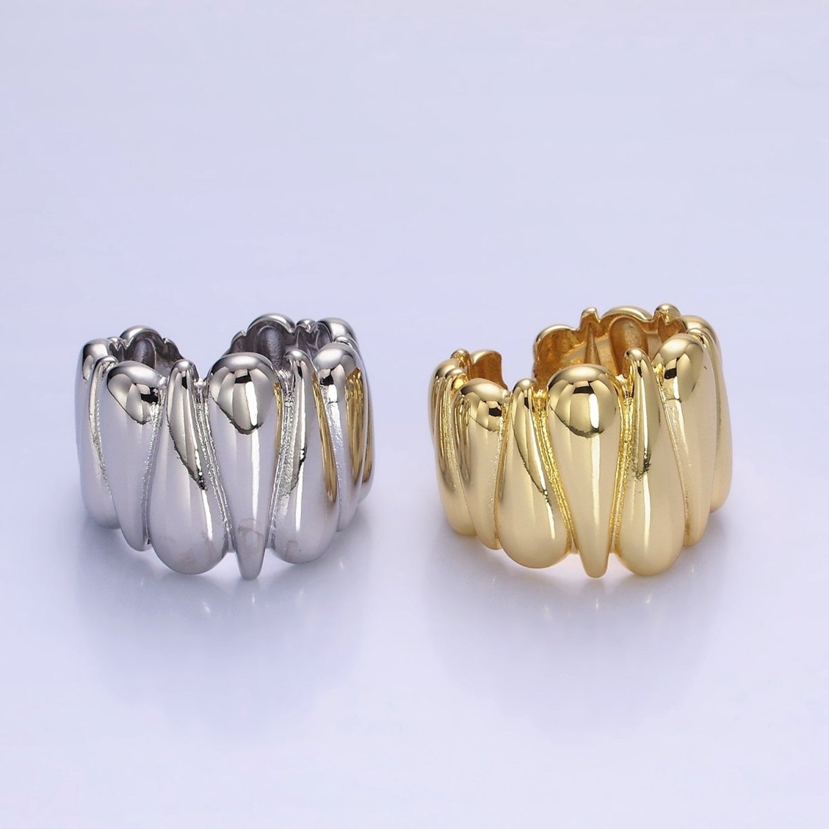 Chunky 14K Gold Filled Upside Down Tear Drop Ring in gold and silver  | O1272 1273