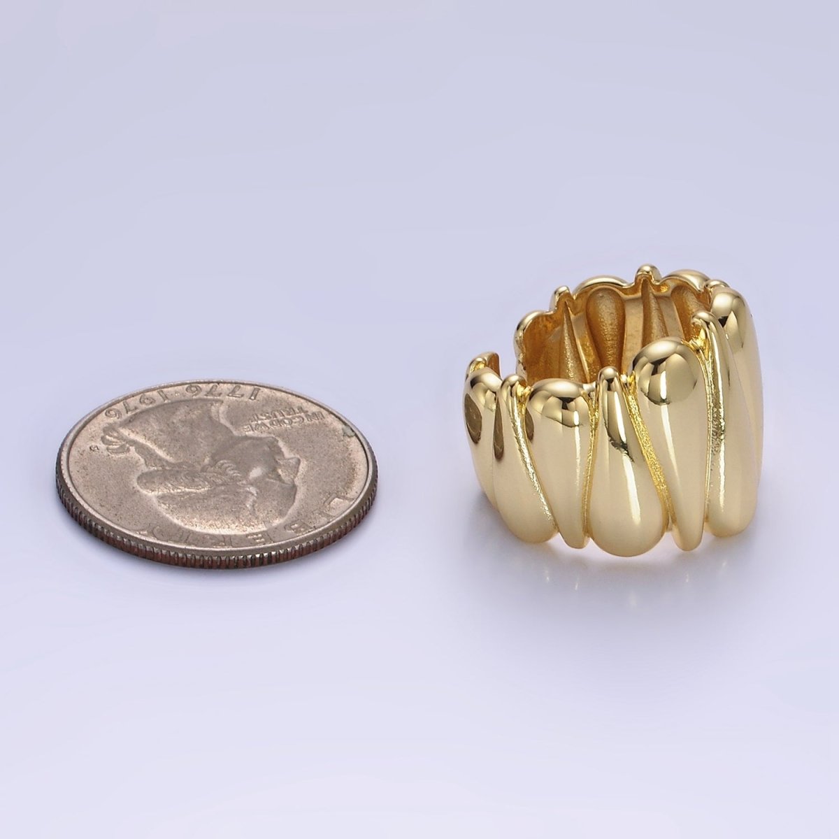 Chunky 14K Gold Filled Upside Down Tear Drop Ring in gold and silver  | O1272 1273