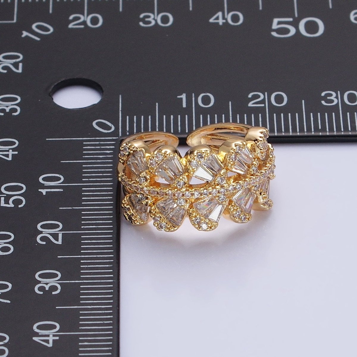 Chunky Baguette CZ Leaf Ring in Gold Filled for Stackable Jewelry Ring O-1551 O-1552